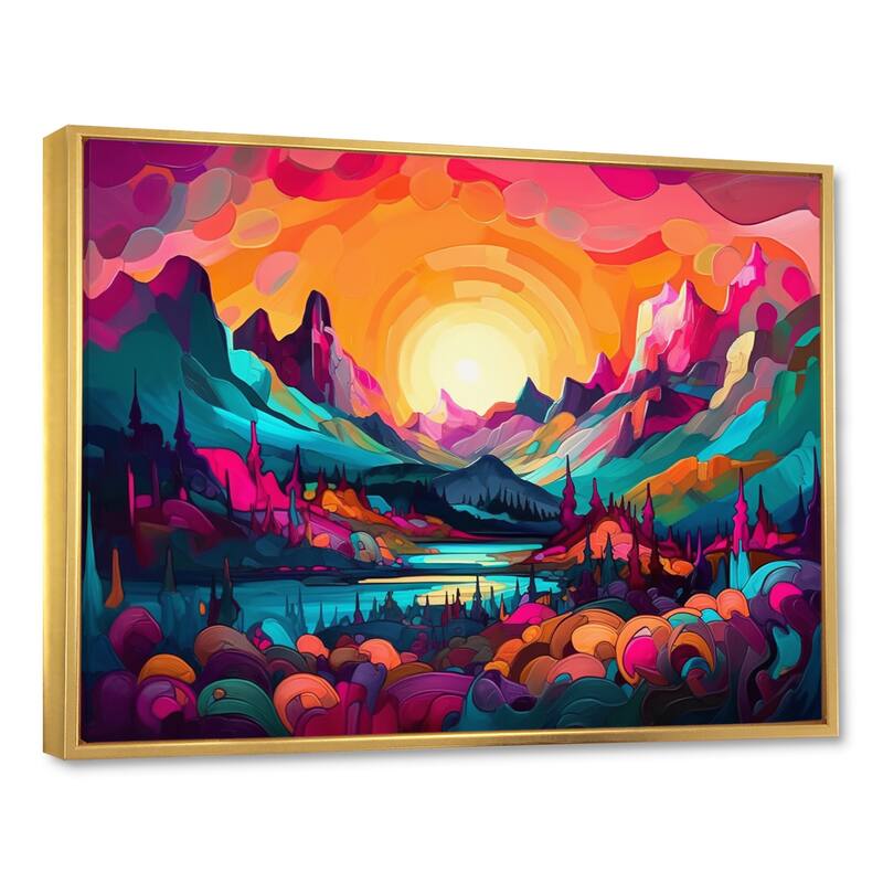 Designart "Vibrant Sunset Shining Over Mountains Iii" Landscape